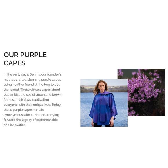 Triona Design Ireland Aoife Irish Tweed Cape Size Small Purple Square Irish Wool - Picture 4 of 15